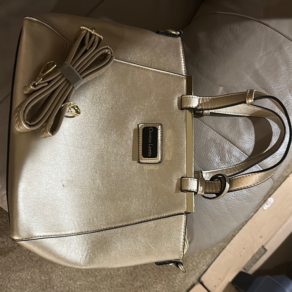 NWOT Christian Lacroix Metallic Gold Satchel